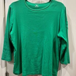Jones New York Emerald Green Crewneck 3/4 Sleeve Top Sz 1x